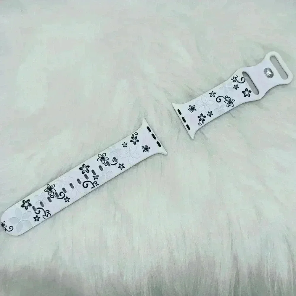 New Floral Design Apple Watch Bands 38mm 40mm 41mm in Black & White